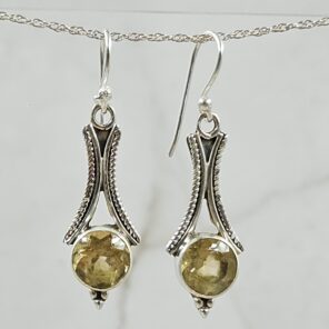 Citrine 1.25" 925 Sterling Silver Earrings (REXT55-201)