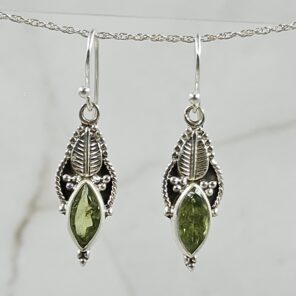 Peridot 1.25" 925 Sterling Silver Earrings (REXT55-208)