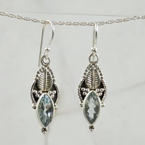 Blue Topaz 1.25" 925 Sterling Silver Earrings (REXT55-207)