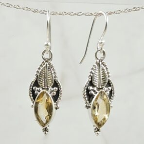 Citrine 1.25" 925 Sterling Silver Earrings (REXT55-205)