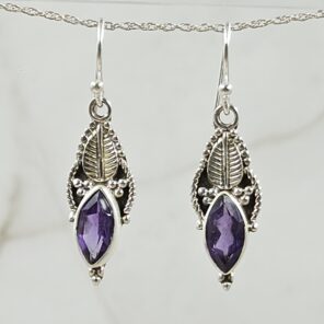 Amethyst 1.25" 925 Sterling Silver Earrings (REXT55-209)