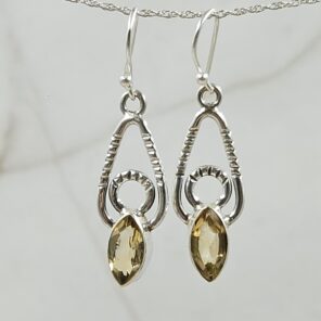 Citrine 1.25" 925 Sterling Silver Earrings (REXT55-212)