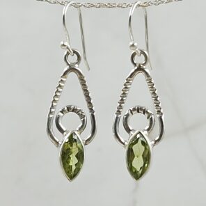Peridot 1.25" 925 Sterling Silver Earrings (REXT55-211)