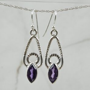 Amethyst 1.25" 925 Sterling Silver Earrings (REXT55-210)