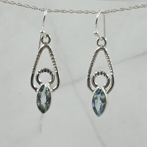 Blue Topaz 1.25" 925 Sterling Silver Earrings (REXT55-215)