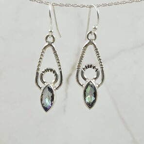 Mystic Topaz 1.25" 925 Sterling Silver Earrings (REXT55-214)