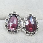 Rose Cut Garnet 925 Sterling Silver Stud Earring (RS16-231)