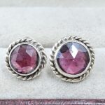 Rose Cut Garnet 925 Sterling Silver Stud Earring (RS16-233)