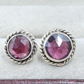 Rose Cut Garnet 925 Sterling Silver Stud Earring (RS16-233)