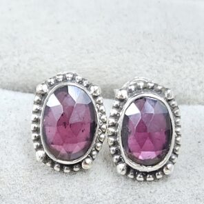 Rose Cut Garnet 925 Sterling Silver Stud Earring (RS16-236)