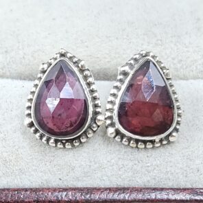 Rose Cut Garnet 925 Sterling Silver Stud Earring (RS16-237)