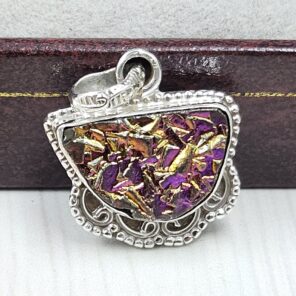 Titanium Druzy 1″ 925 Sterling Silver Pendant (RS12-271)