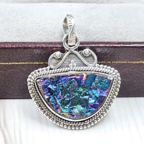 Titanium Druzy 1″ 925 Sterling Silver Pendant (RS12-287)