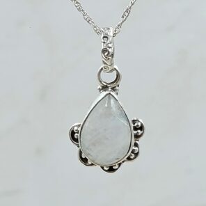 Rainbow Moonstone 0.75" 925 Sterling Silver Pendant (RS8-450)