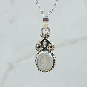 Rainbow Moonstone 1" 925 Sterling Silver Pendant (RS8-460)