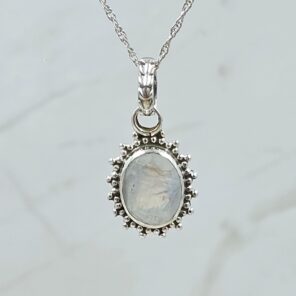 Rainbow Moonstone 0.75" 925 Sterling Silver Pendant (RS8-466)