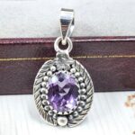 Amethyst 1" 925 Sterling Silver Pendant (RS8-475)