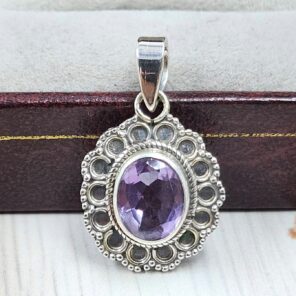 Amethyst 0.75" 925 Sterling Silver Pendant (RS8-476)