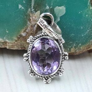 Amethyst 0.75" 925 Sterling Silver Pendant (RS8-510)