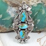 Sonoran Gold Turquoise 2" 925 Sterling Silver Pendant (RS28-90)