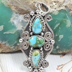 Sonoran Gold Turquoise 2" 925 Sterling Silver Pendant (RS28-91)