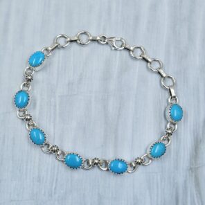 Kingman Turquoise 7.5" 925 Sterling Silver Bracelet (RS30-371)