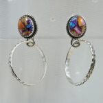 Pink Dahlia Turquoise 925 Sterling Silver Hoop Earrings (REXT137-27)