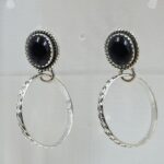 Black Onyx 925 Sterling Silver Hoop Earring (REXT136-72)
