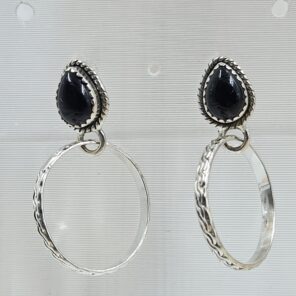 Black Onyx 925 Sterling Silver Hoop Earring (REXT136-83)