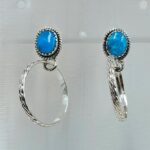 Kingman Turquoise 925 Sterling Silver Hoop Earrings (REXT137-24)