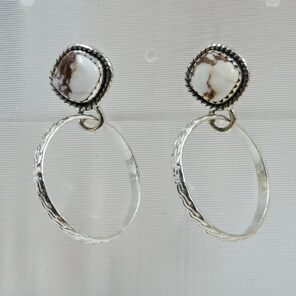 Wild Horse Jasper 925 Sterling Silver Hoop Earrings (REXT137-20)