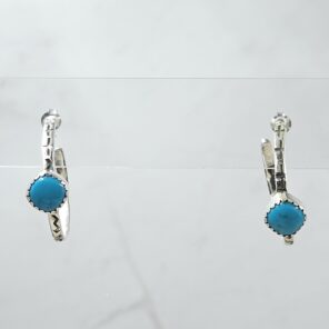 Kingman Turquoise 925 Sterling Silver Hoop Earring (REXT136-47)