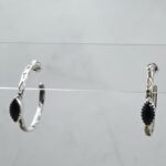 Black Onyx 925 Sterling Silver Hoop Earring (REXT136-77)