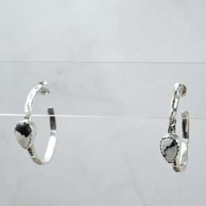 White Buffalo Turquoise 925 Sterling Silver Hoop Earring (REXT136-74)