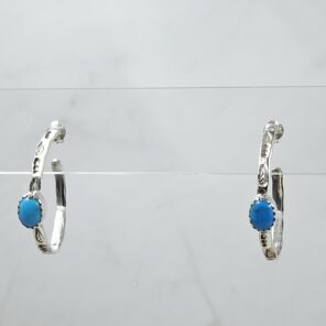 Kingman Turquoise 925 Sterling Silver Hoop Earring (REXT136-78)