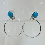 Kingman Turquoise 925 Sterling Silver Hoop Earrings (REXT137-9)