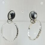White Buffalo Turquoise 925 Sterling Silver Hoop Earring (REXT136-15)