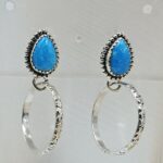 Kingman Turquoise 925 Sterling Silver Hoop Earring (REXT136-3)