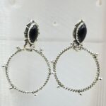 Black Onyx 925 Sterling Silver Hoop Earring (REXT136-67)