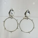 White Buffalo Turquoise 925 Sterling Silver Hoop Earrings (REXT137-54)