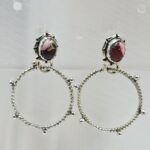 Red Rose Dahlia 925 Sterling Silver Hoop Earring (REXT136-65)