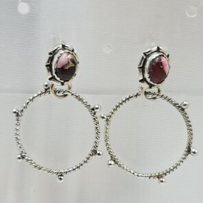 Red Rose Dahlia 925 Sterling Silver Hoop Earring (REXT136-65)