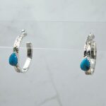 Kingman Turquoise 925 Sterling Silver Hoop Earrings (REXT137-60)