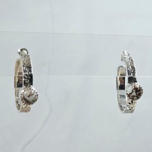 Wild Horse Jasper 925 Sterling Silver Hoop Earrings (REXT137-63)
