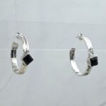 Black Onyx 925 Sterling Silver Hoop Earrings (REXT137-66)