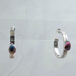 Pink Dahlia Turquoise 925 Sterling Silver Hoop Earrings (REXT137-67)