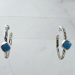 Kingman Turquoise 925 Sterling Silver Hoop Earring (REXT136-48)
