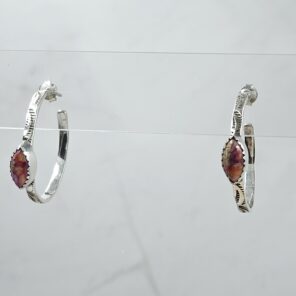 Pink Dahlia Turquoise 925 Sterling Silver Hoop Earring (REXT136-51)