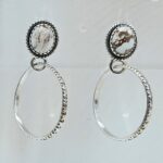 Wild Horse Jasper 925 Sterling Silver Hoop Earrings (REXT137-45)