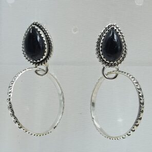 Black Onyx 925 Sterling Silver Hoop Earring (REXT136-84)